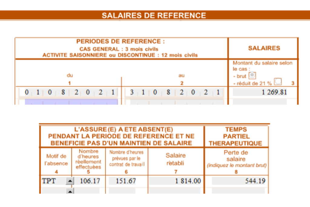 attestation de salaire temps partiel thérapeutique