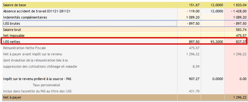 versement des IJSS suite à un accident de travail