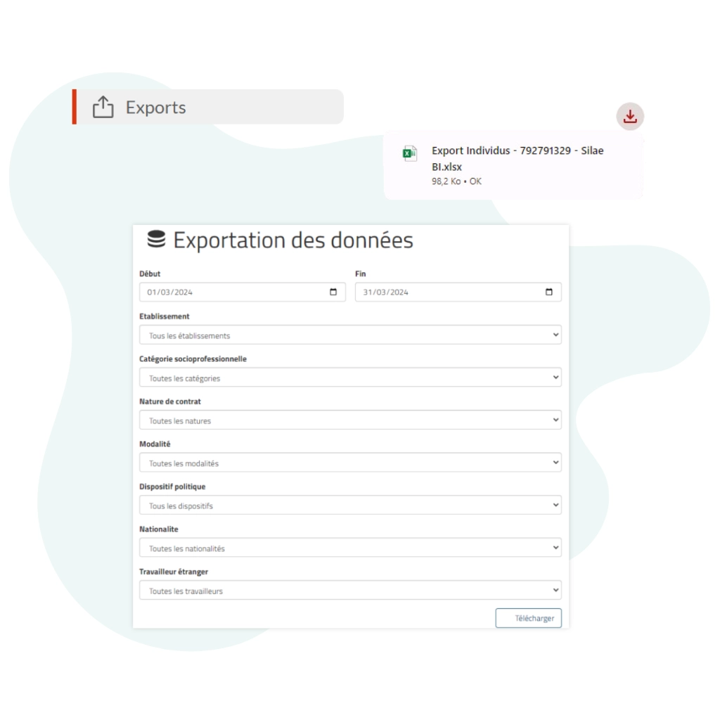 Silae BI export excel interface