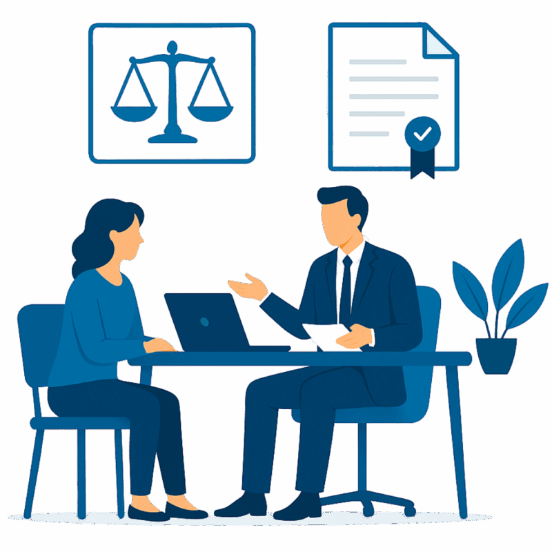 Accompagnement juridique personnalisé par un cabinet de paie pour TPE et PME, avec conseil RH, gestion des contrats de travail et veille sur les obligations légales.