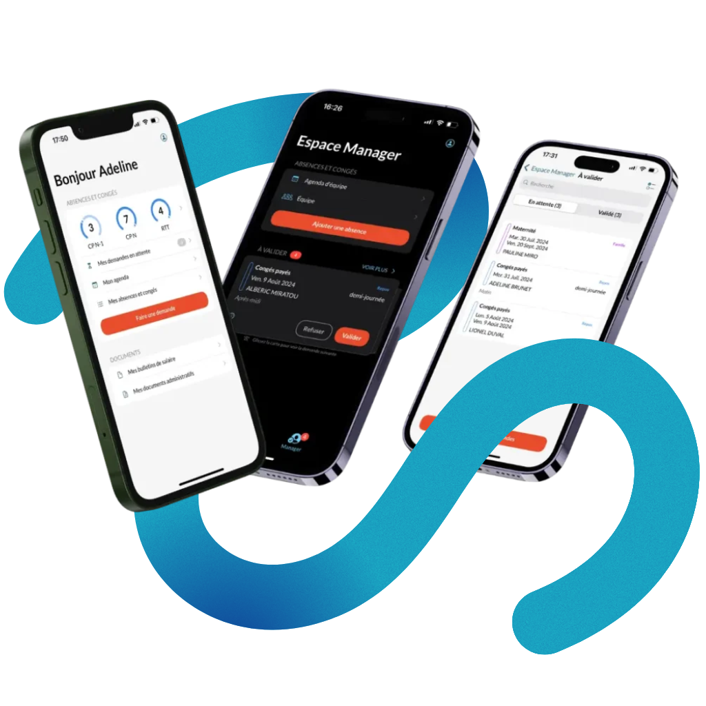 Interface mobile de l’application RH My Silae, affichant les congés, bulletins de paie et espace manager, conçue pour simplifier la gestion RH en entreprise.