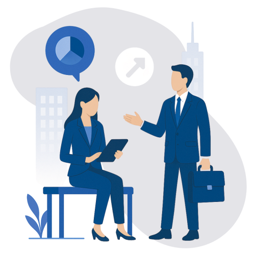 Externalisation de la paie pour les entreprises, TPE, PME et ETI : échange professionnel entre deux collaborateurs en contexte urbain, illustrant la gestion simplifiée des ressources humaines.